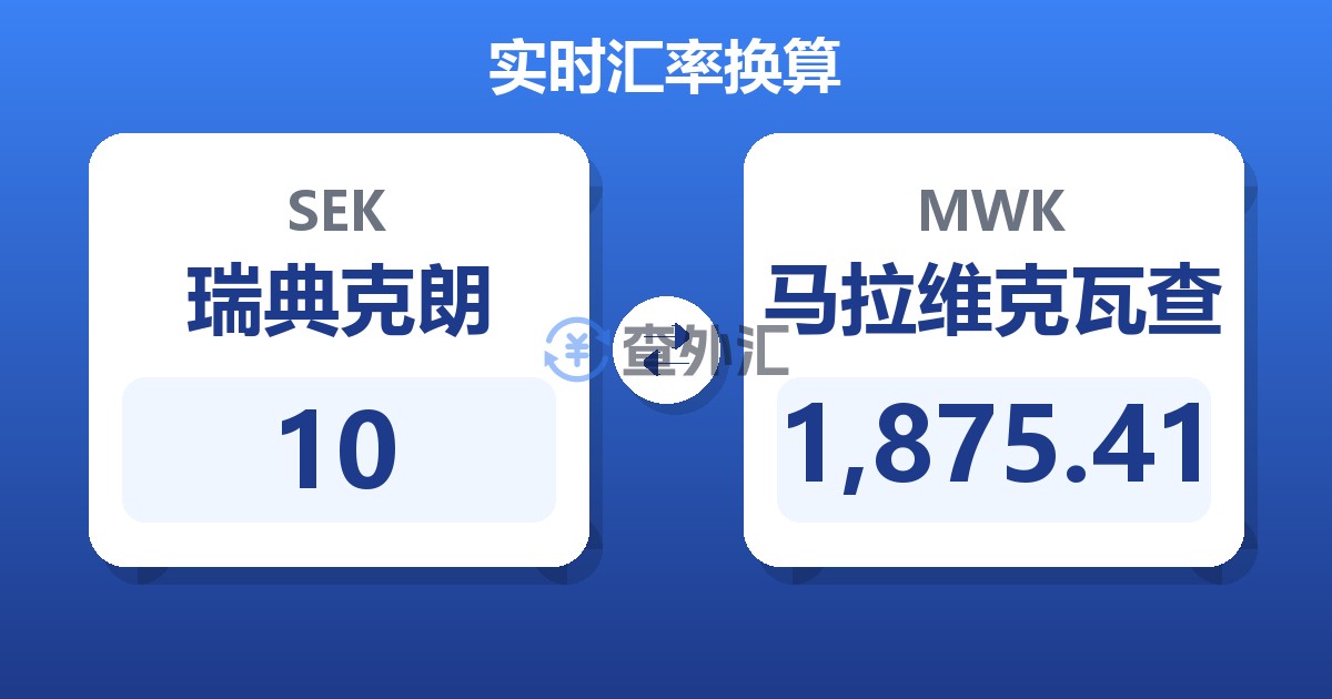 10瑞典克朗兑马拉维克瓦查