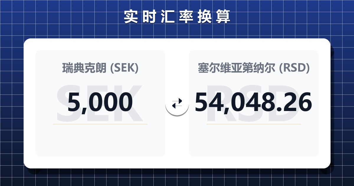 5,000瑞典克朗兑塞尔维亚第纳尔