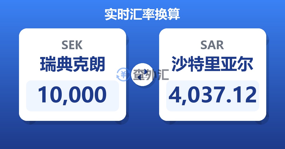 10,000瑞典克朗兑沙特里亚尔