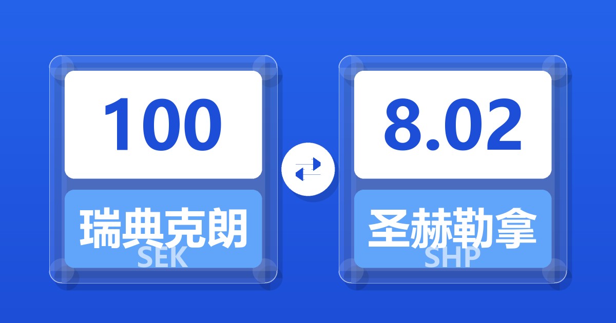 100瑞典克朗兑圣赫勒拿镑