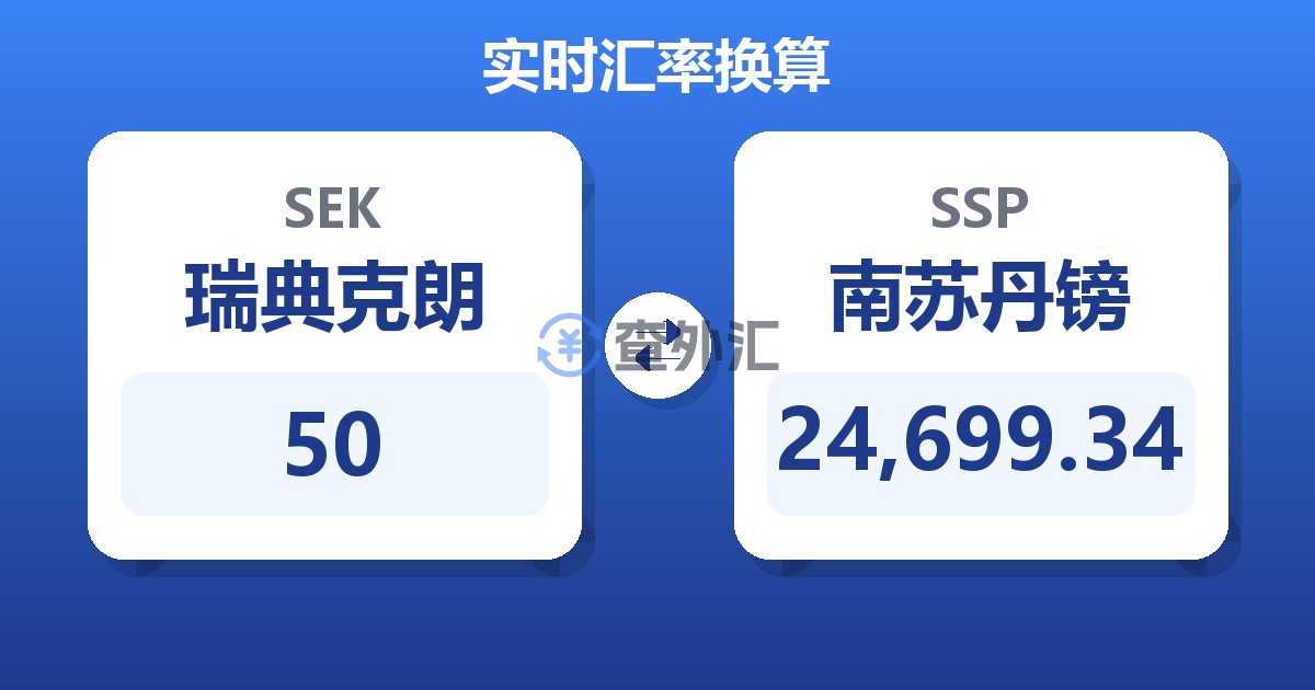 50瑞典克朗兑南苏丹镑