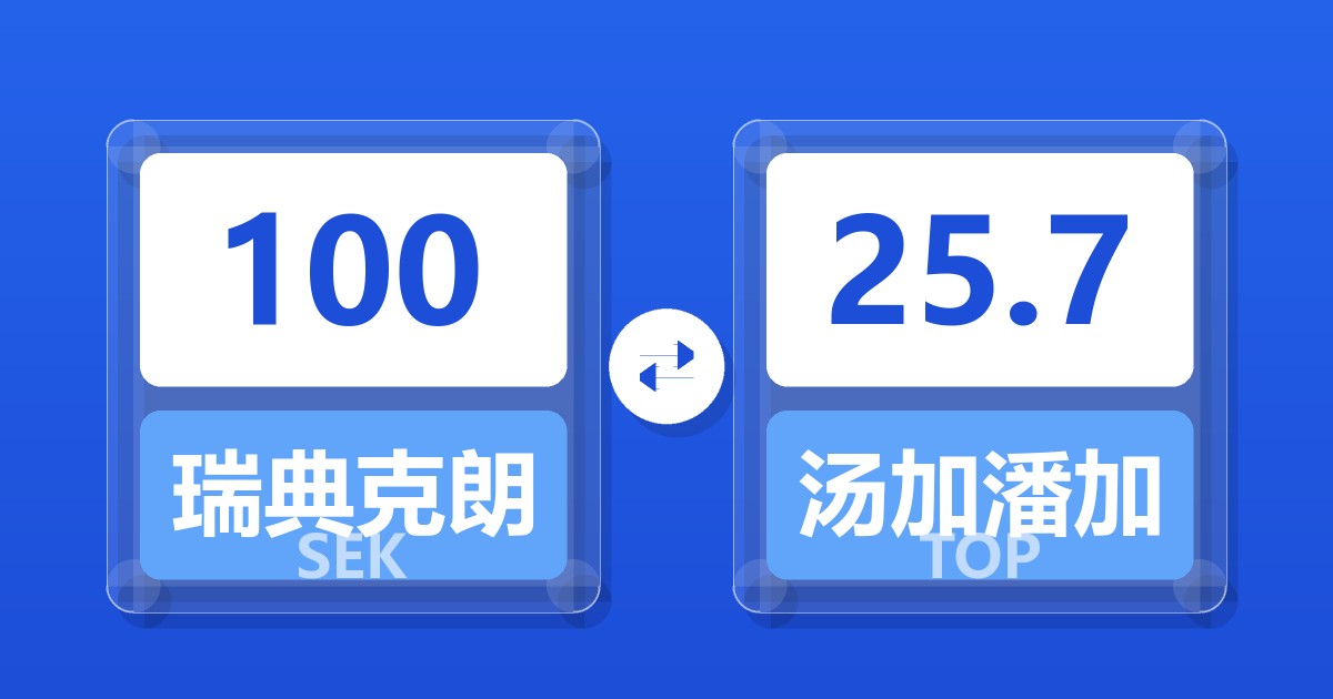 100瑞典克朗兑汤加潘加