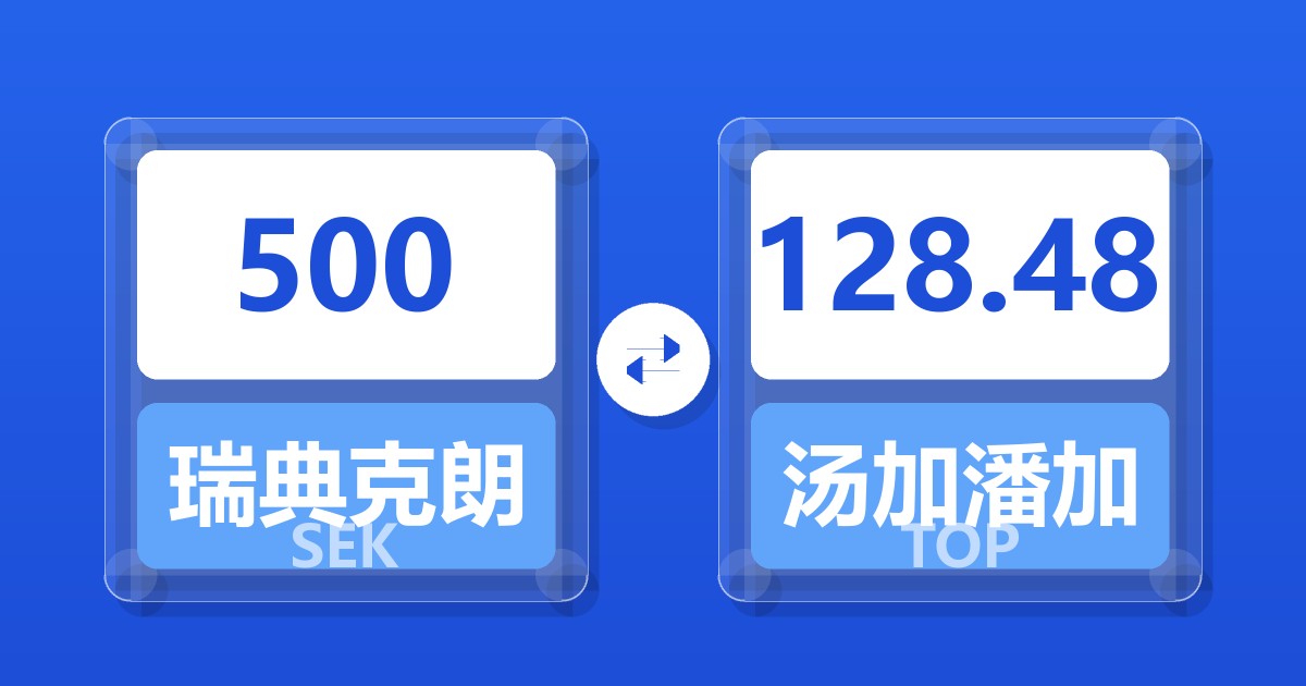 500瑞典克朗兑汤加潘加