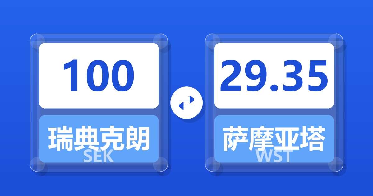 100瑞典克朗兑萨摩亚塔拉