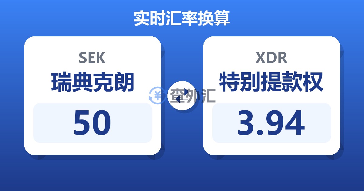 50瑞典克朗兑特别提款权