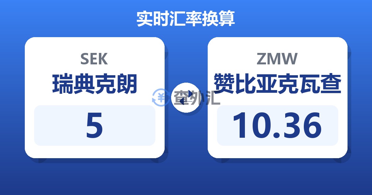 5瑞典克朗兑赞比亚克瓦查