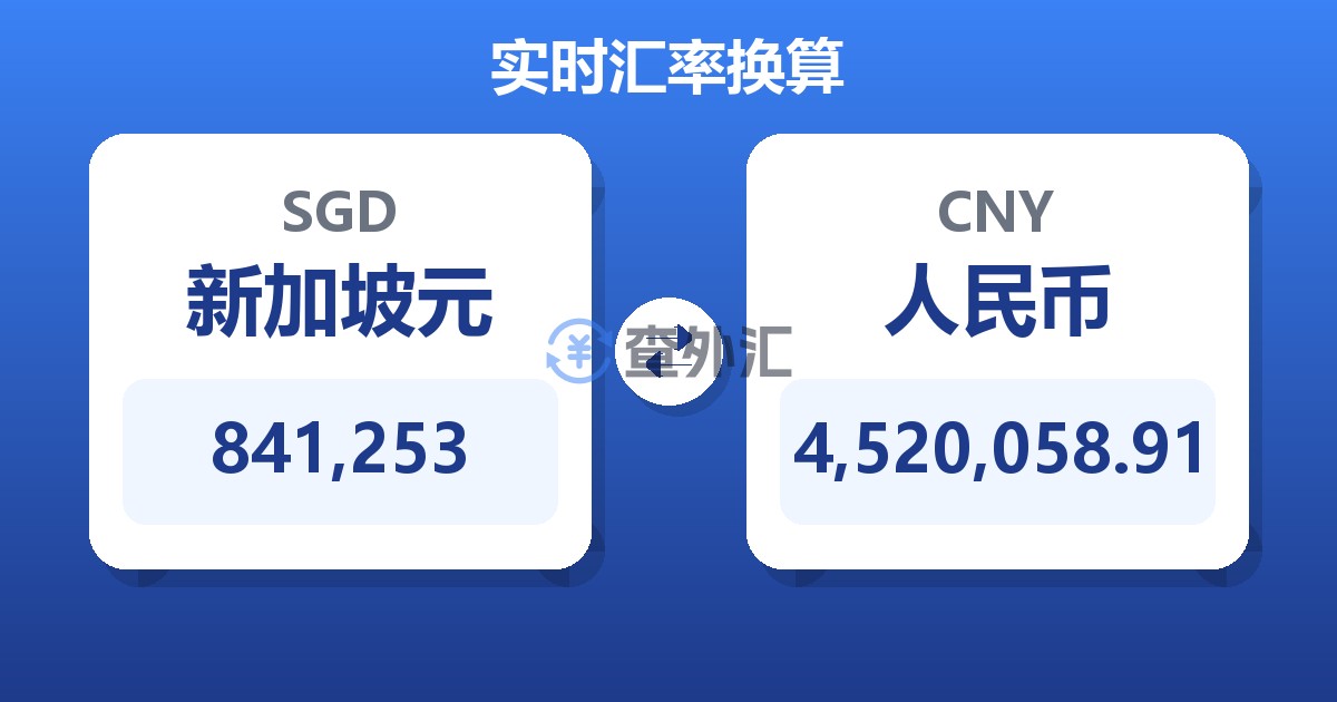 841,253新加坡元兑人民币