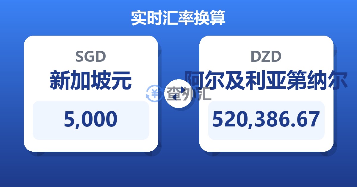 5,000新加坡元兑阿尔及利亚第纳尔