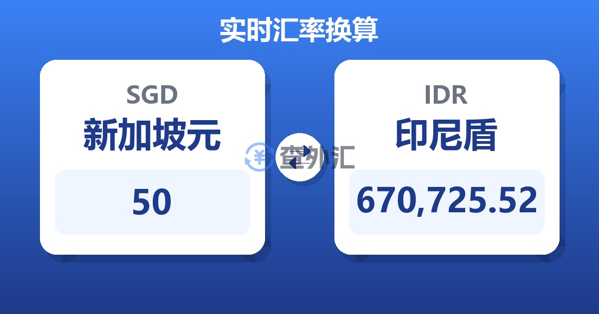 50新加坡元兑印尼盾