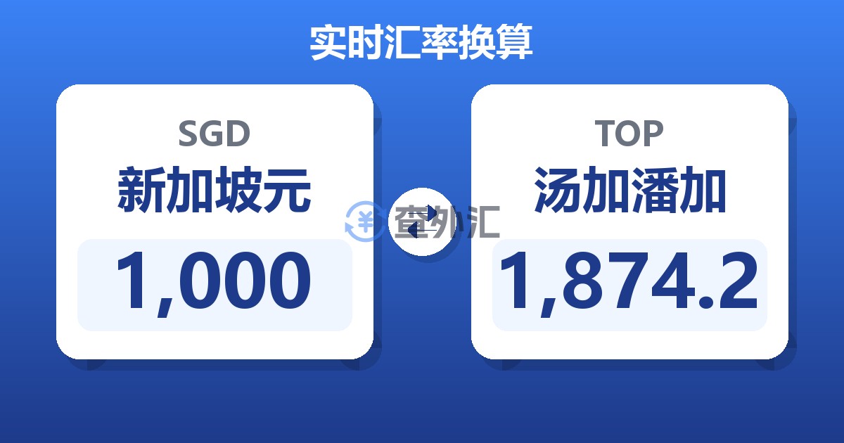 1,000新加坡元兑汤加潘加