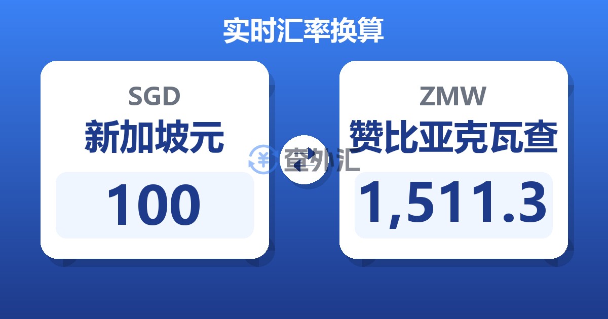 100新加坡元兑赞比亚克瓦查