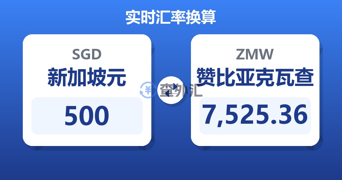 500新加坡元兑赞比亚克瓦查