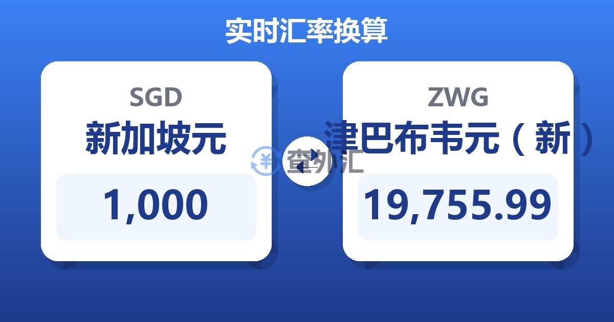 1,000新加坡元兑津巴布韦元（新）