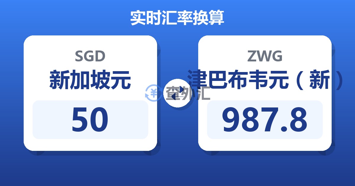 50新加坡元兑津巴布韦元（新）