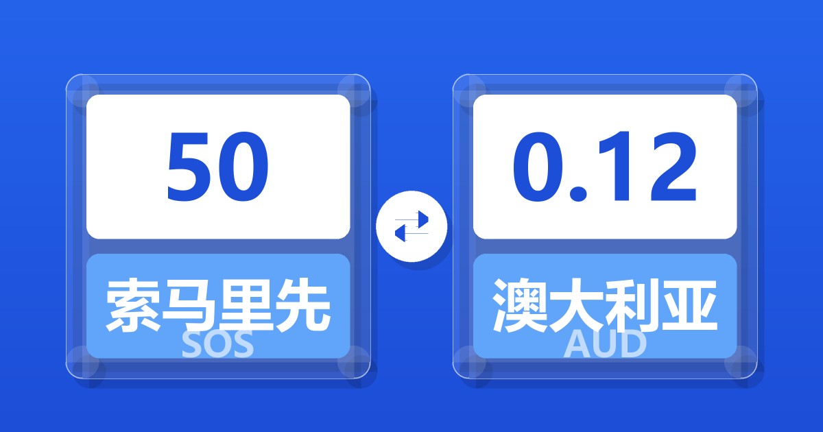 50索马里先令兑澳大利亚元