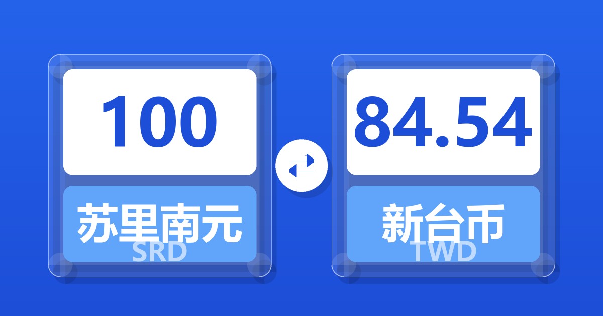 100苏里南元兑新台币