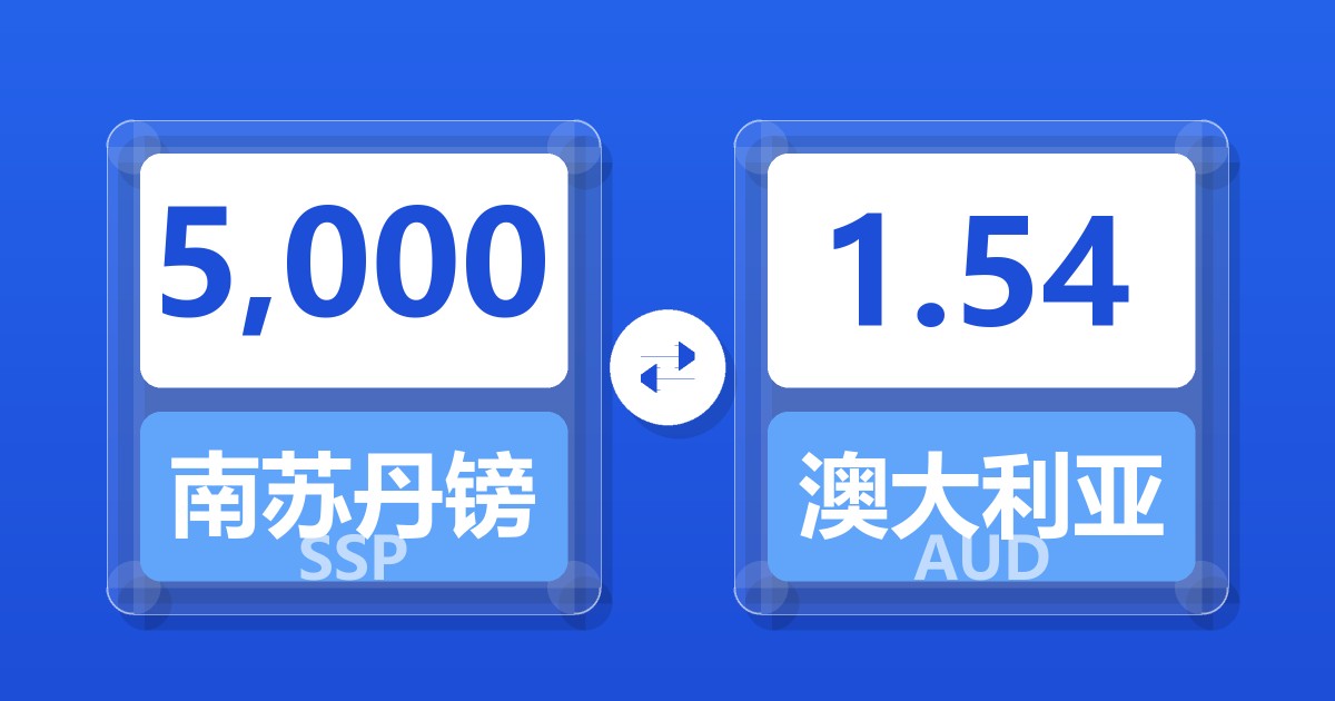 5,000南苏丹镑兑澳大利亚元