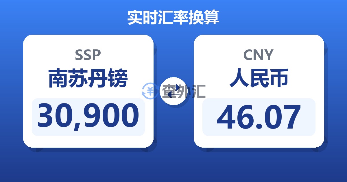 30,900南苏丹镑兑人民币