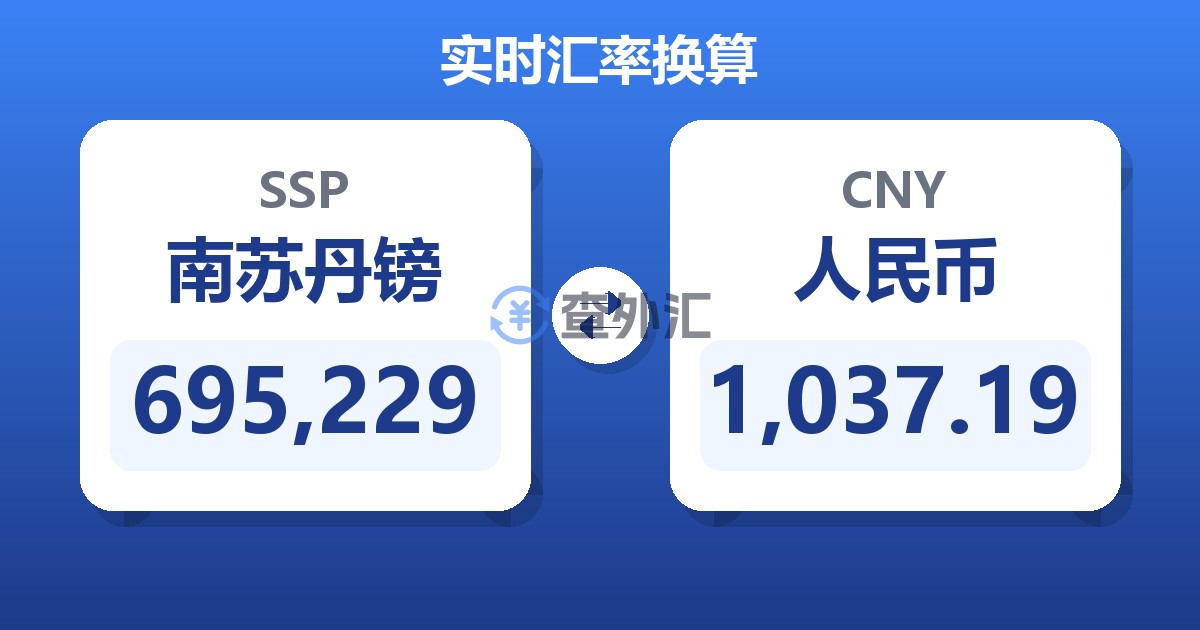 695,229南苏丹镑兑人民币