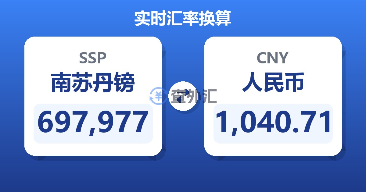 697,977南苏丹镑兑人民币