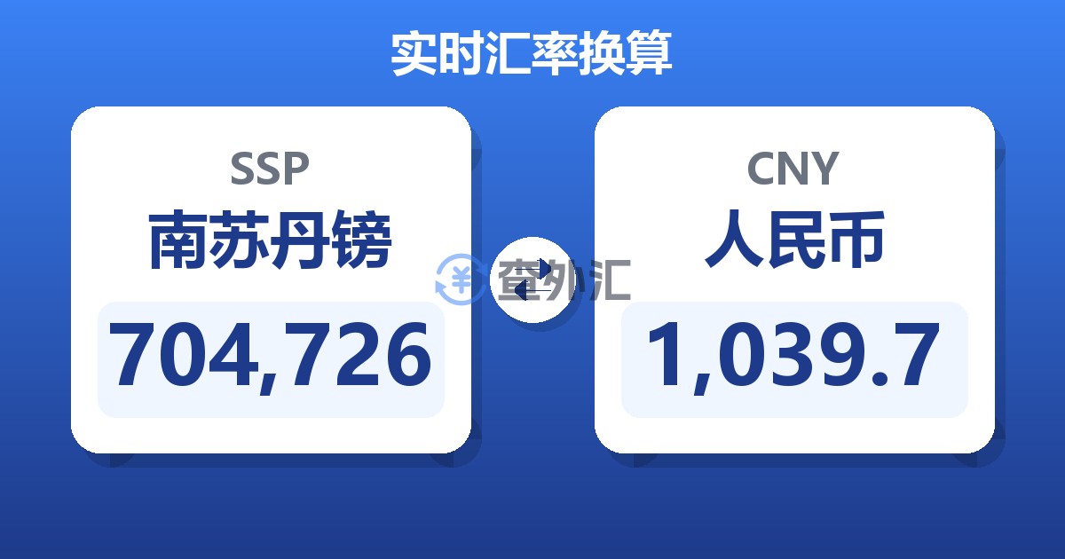 704,726南苏丹镑兑人民币