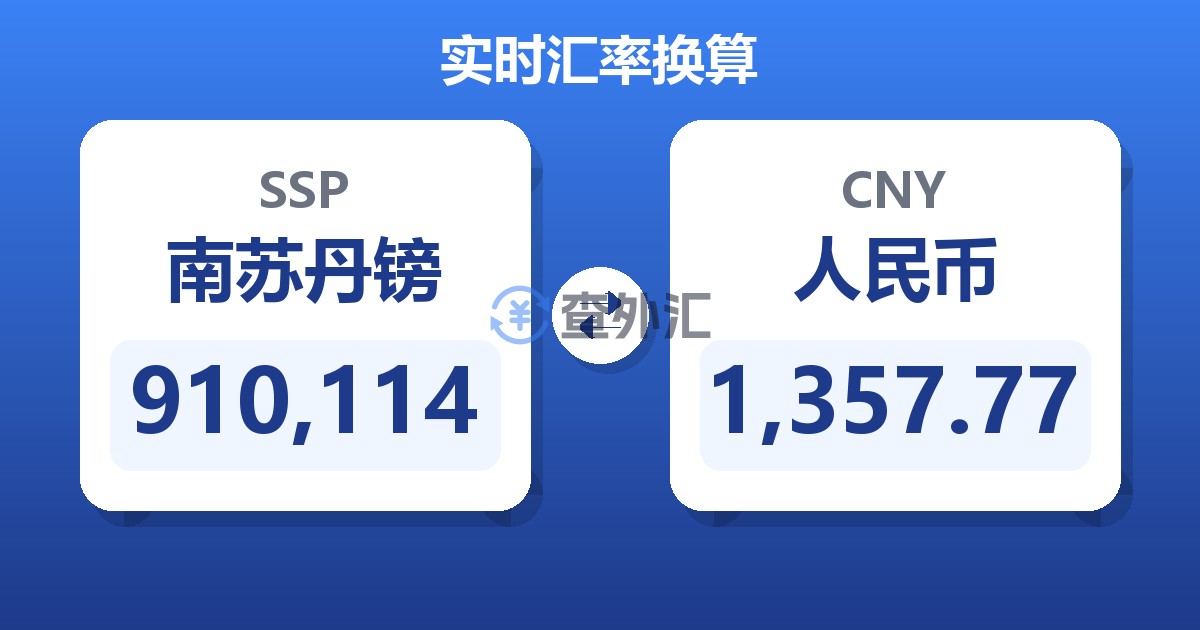 910,114南苏丹镑兑人民币