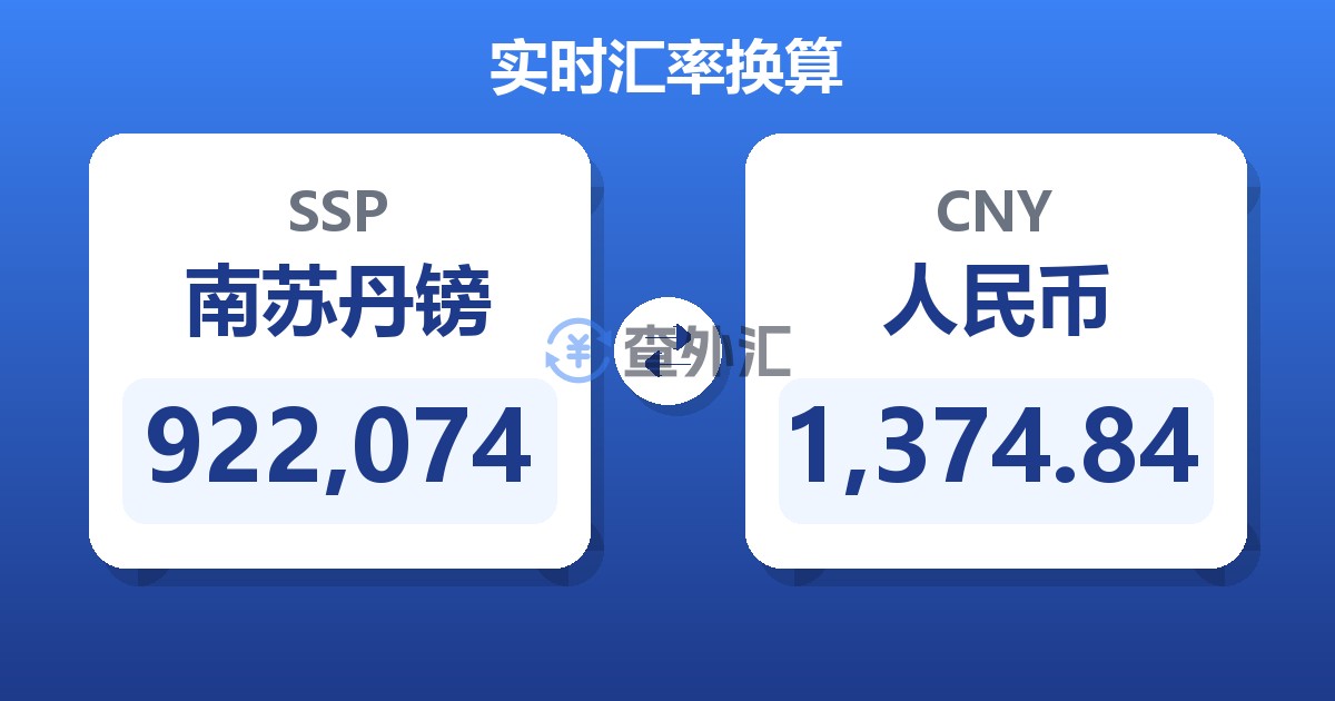 922,074南苏丹镑兑人民币