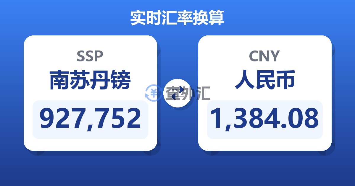 927,752南苏丹镑兑人民币