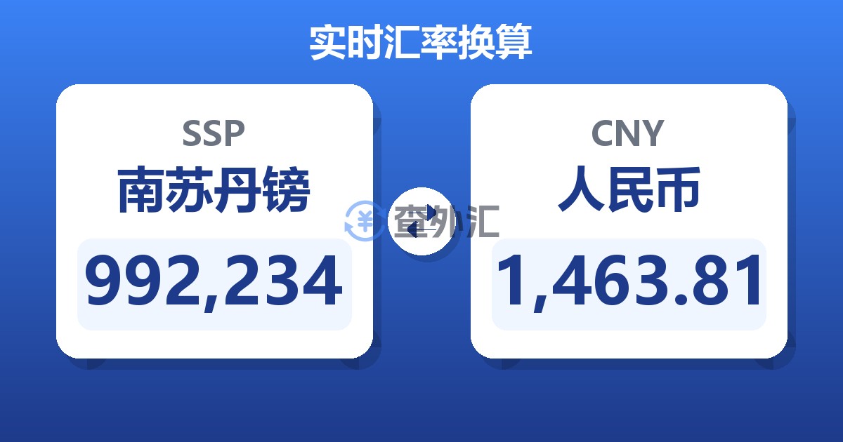 992,234南苏丹镑兑人民币