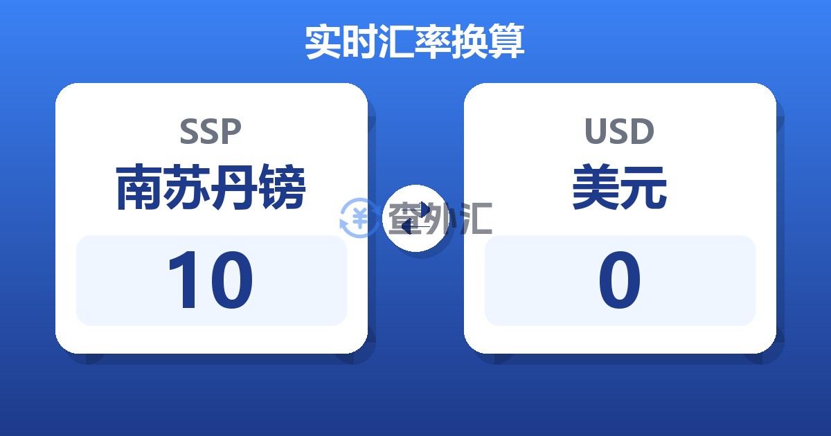 10南苏丹镑兑美元