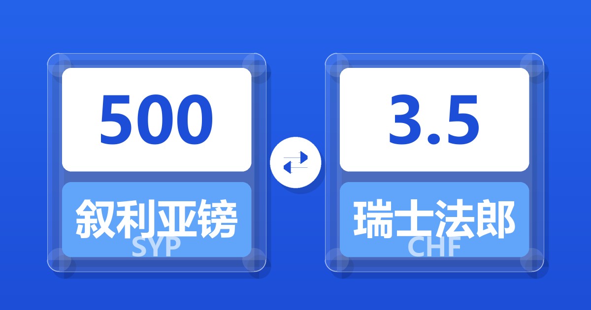 500叙利亚镑兑瑞士法郎