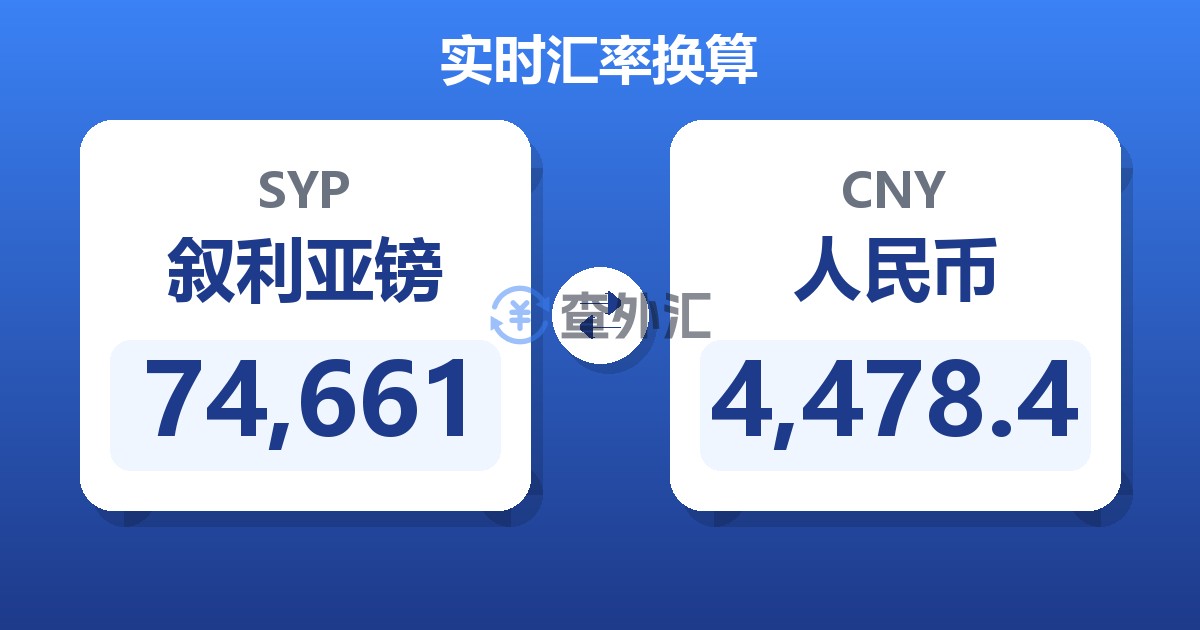 74,661叙利亚镑兑人民币