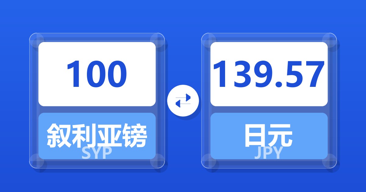 100叙利亚镑兑日元