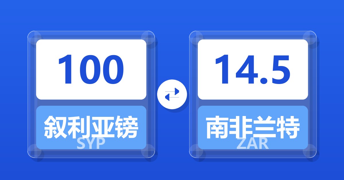 100叙利亚镑兑南非兰特