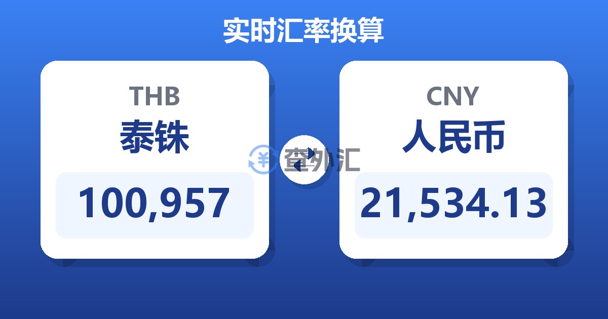 100,957泰铢兑人民币