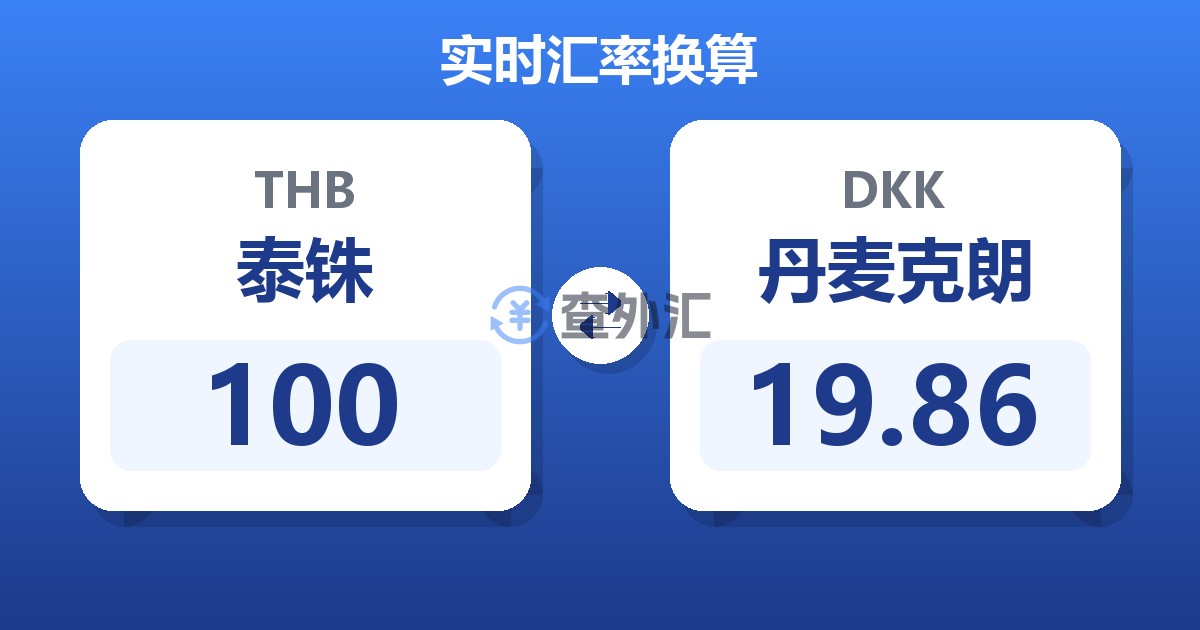 100泰铢兑丹麦克朗