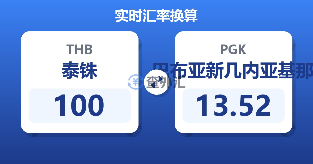 100泰铢兑巴布亚新几内亚基那