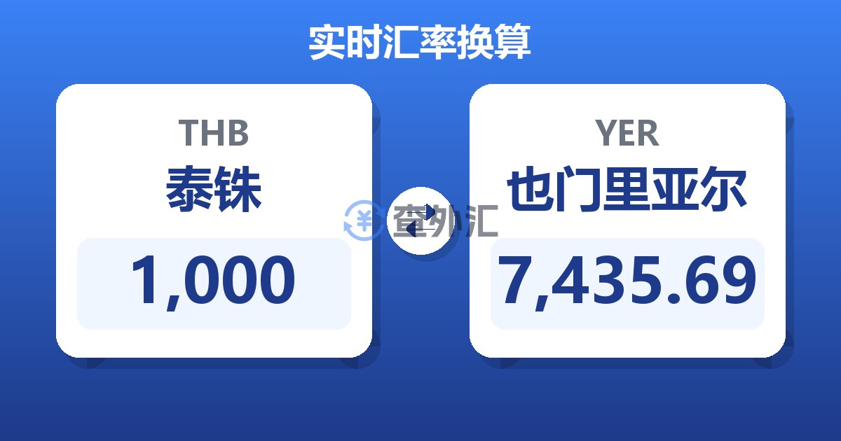 1,000泰铢兑也门里亚尔