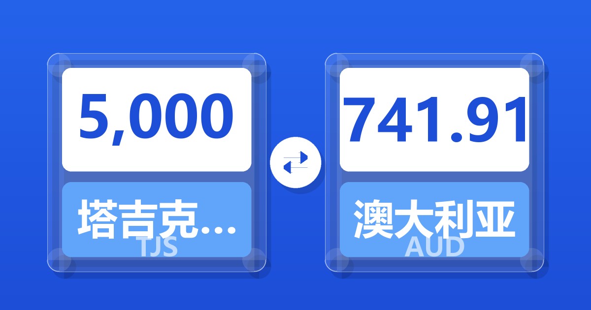 5,000塔吉克斯坦索莫尼兑澳大利亚元