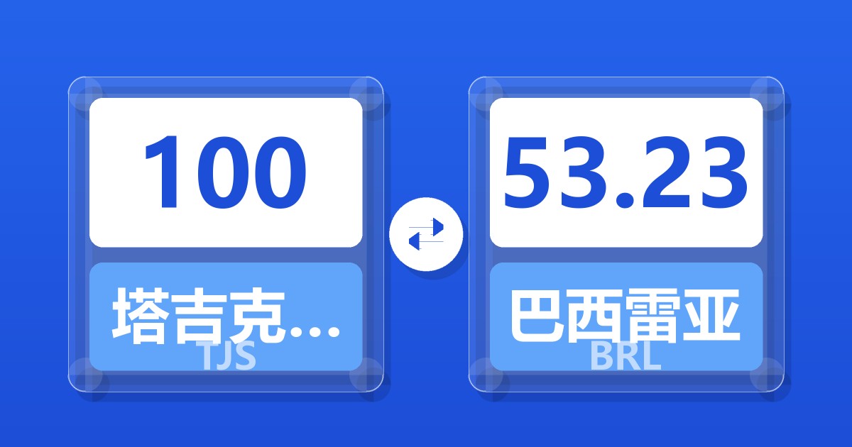 100塔吉克斯坦索莫尼兑巴西雷亚尔