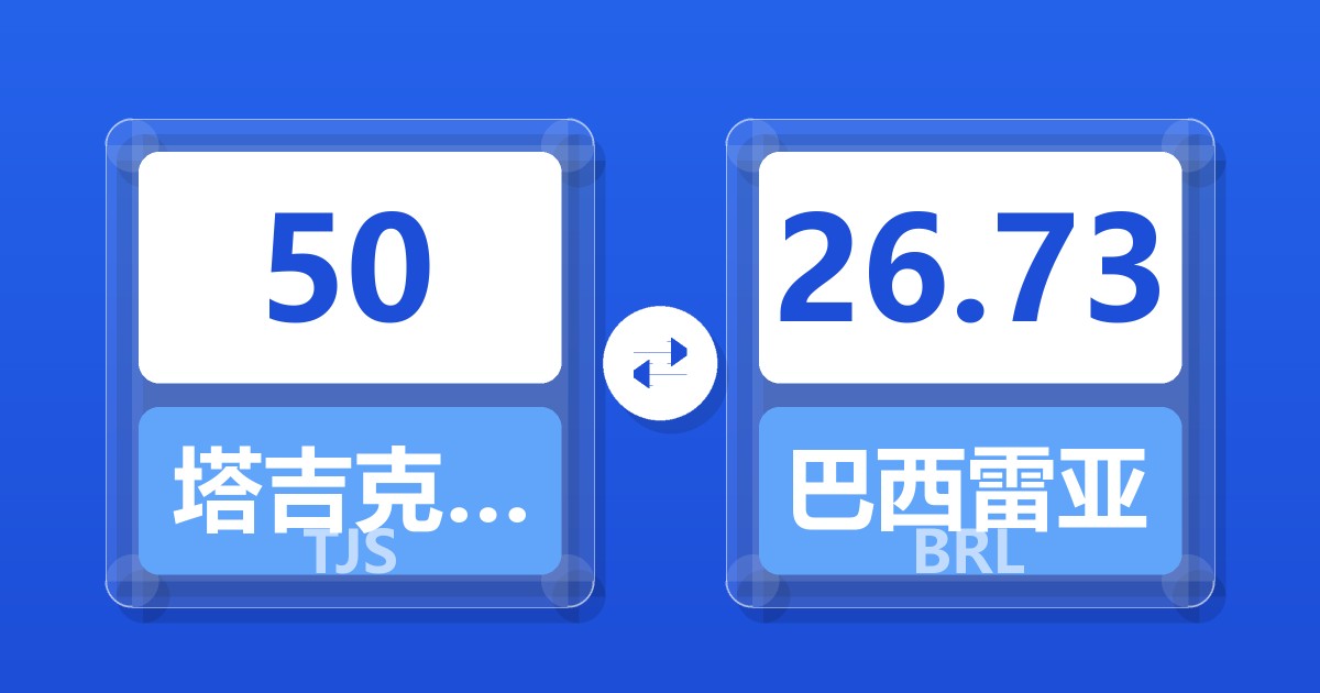 50塔吉克斯坦索莫尼兑巴西雷亚尔