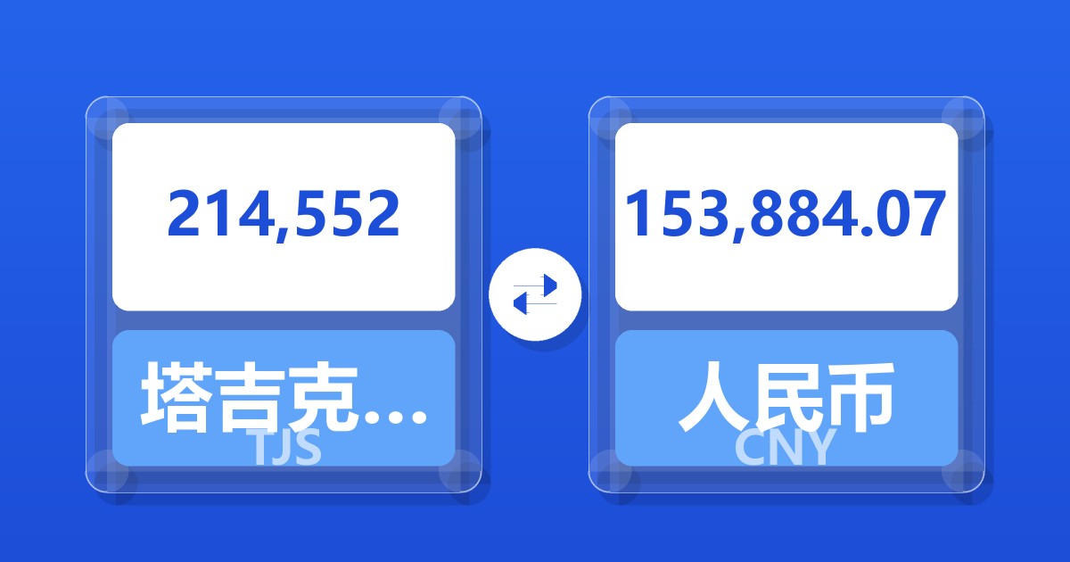 214,552塔吉克斯坦索莫尼兑人民币