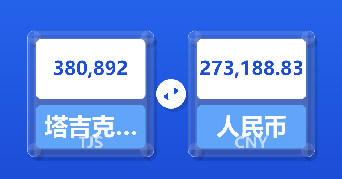 380,892塔吉克斯坦索莫尼兑人民币