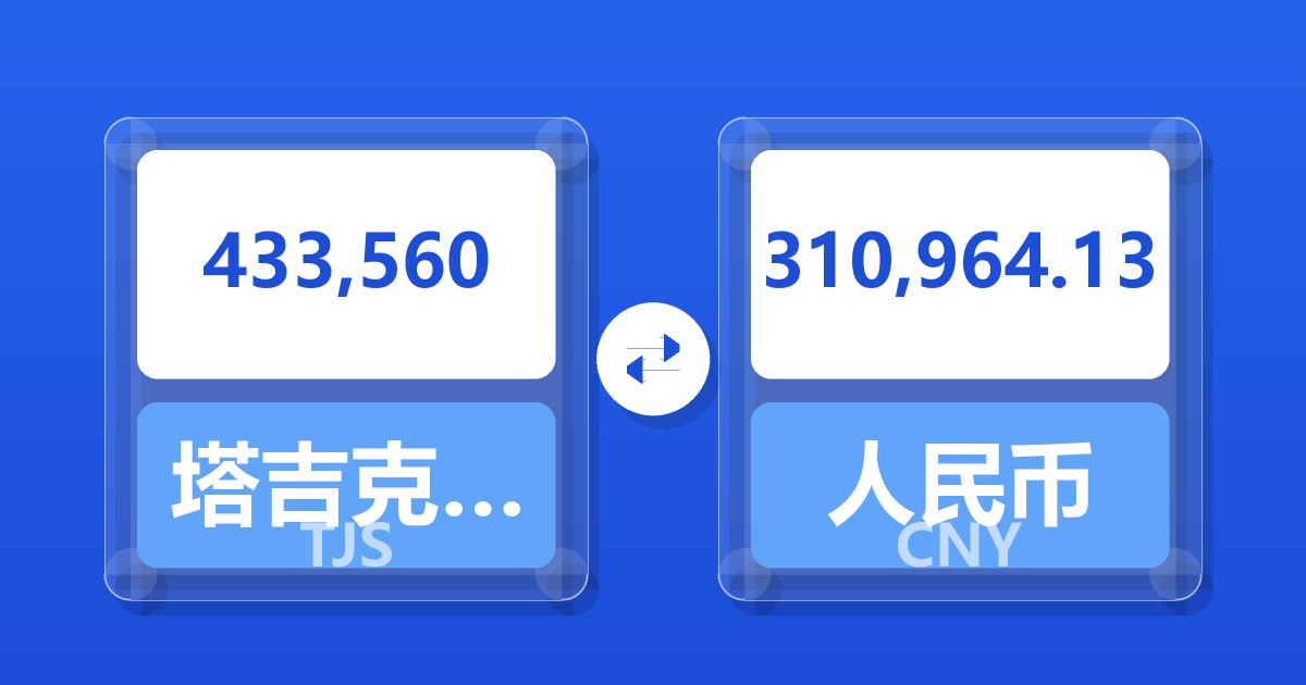 433,560塔吉克斯坦索莫尼兑人民币