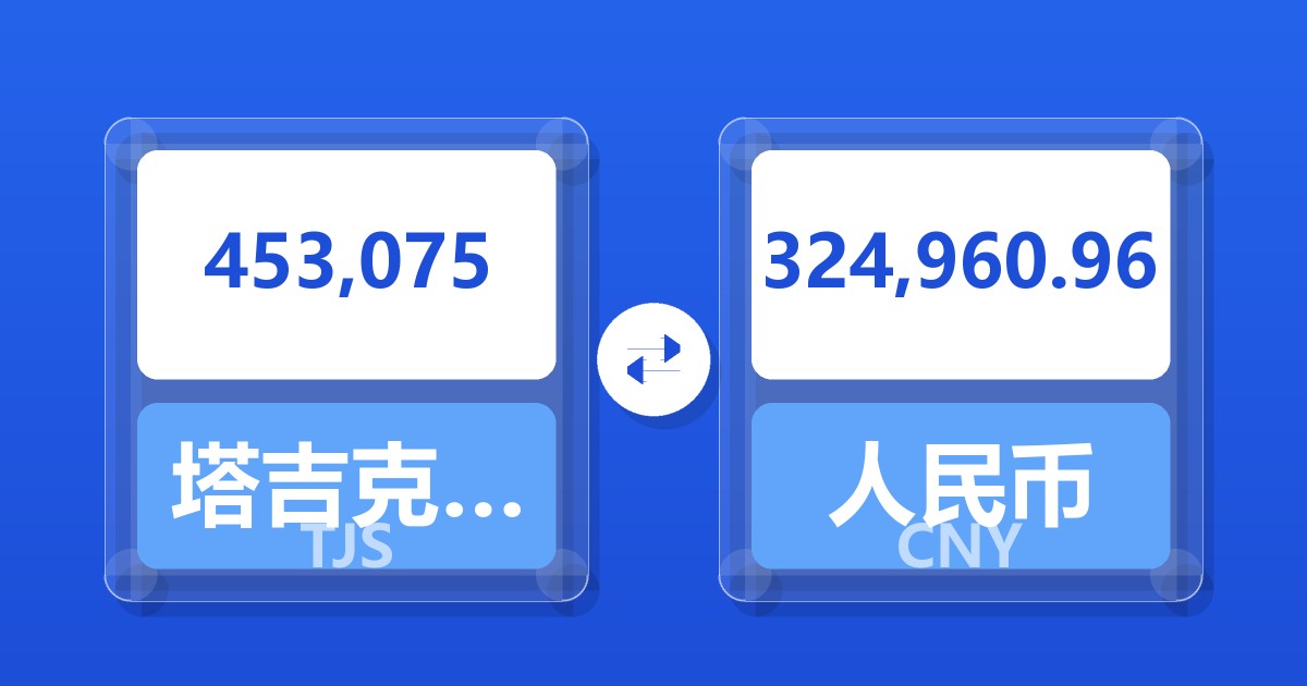 453,075塔吉克斯坦索莫尼兑人民币