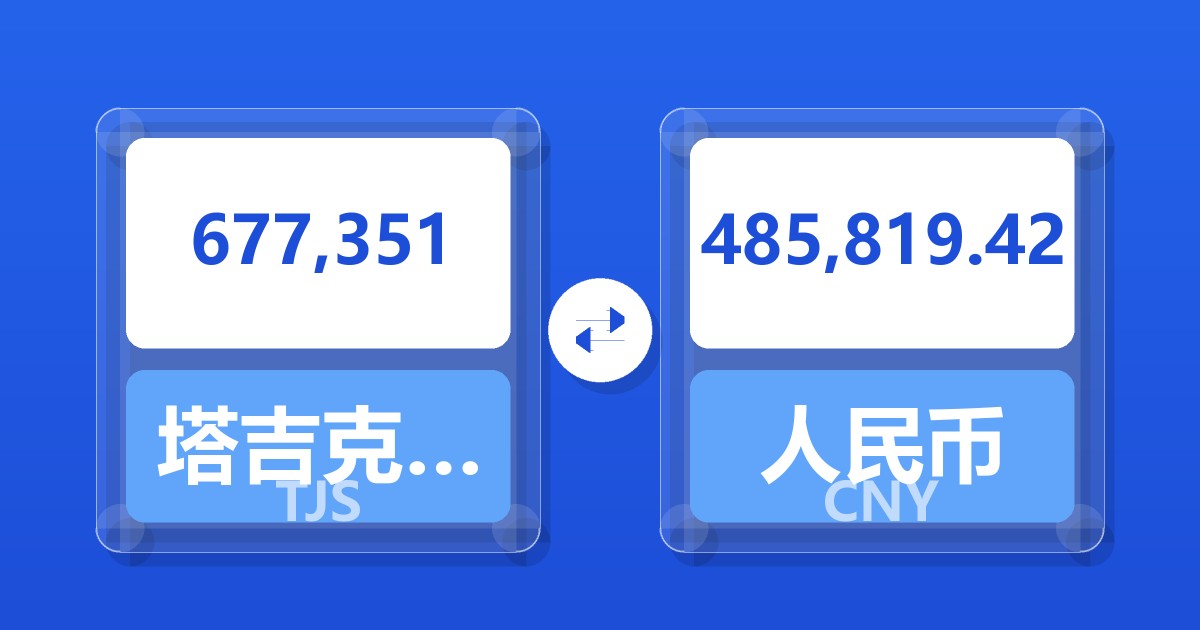 677,351塔吉克斯坦索莫尼兑人民币
