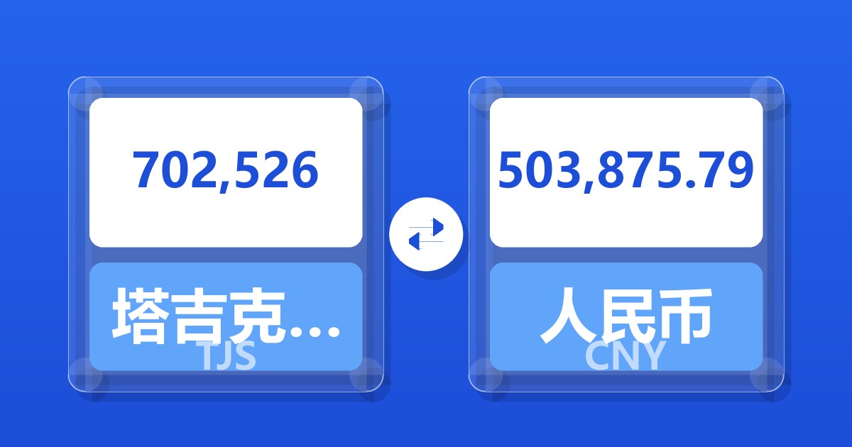 702,526塔吉克斯坦索莫尼兑人民币