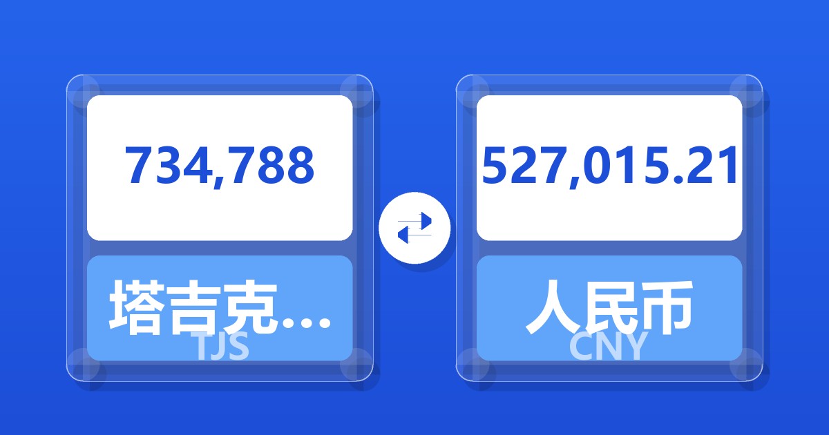 734,788塔吉克斯坦索莫尼兑人民币