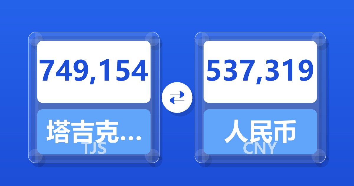 749,154塔吉克斯坦索莫尼兑人民币