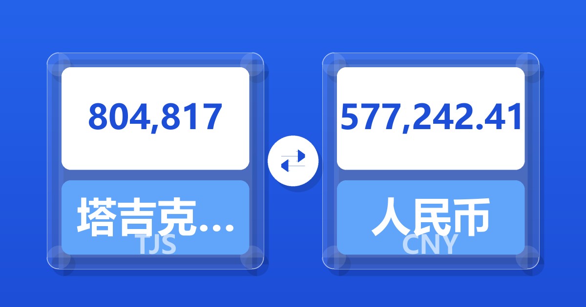 804,817塔吉克斯坦索莫尼兑人民币